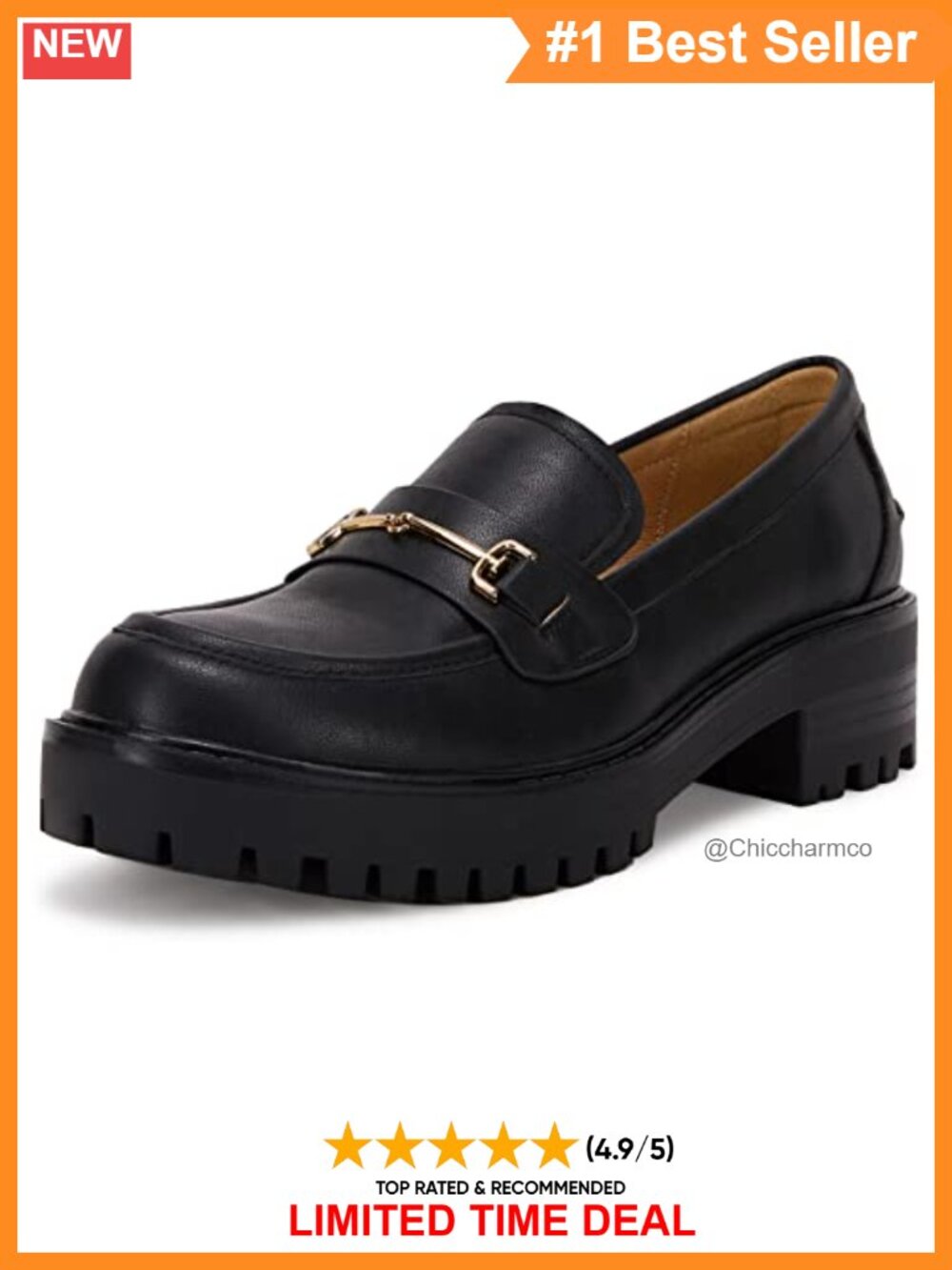 Platform Chunky Heel Loafers Faux Leather Slip On Business Casual